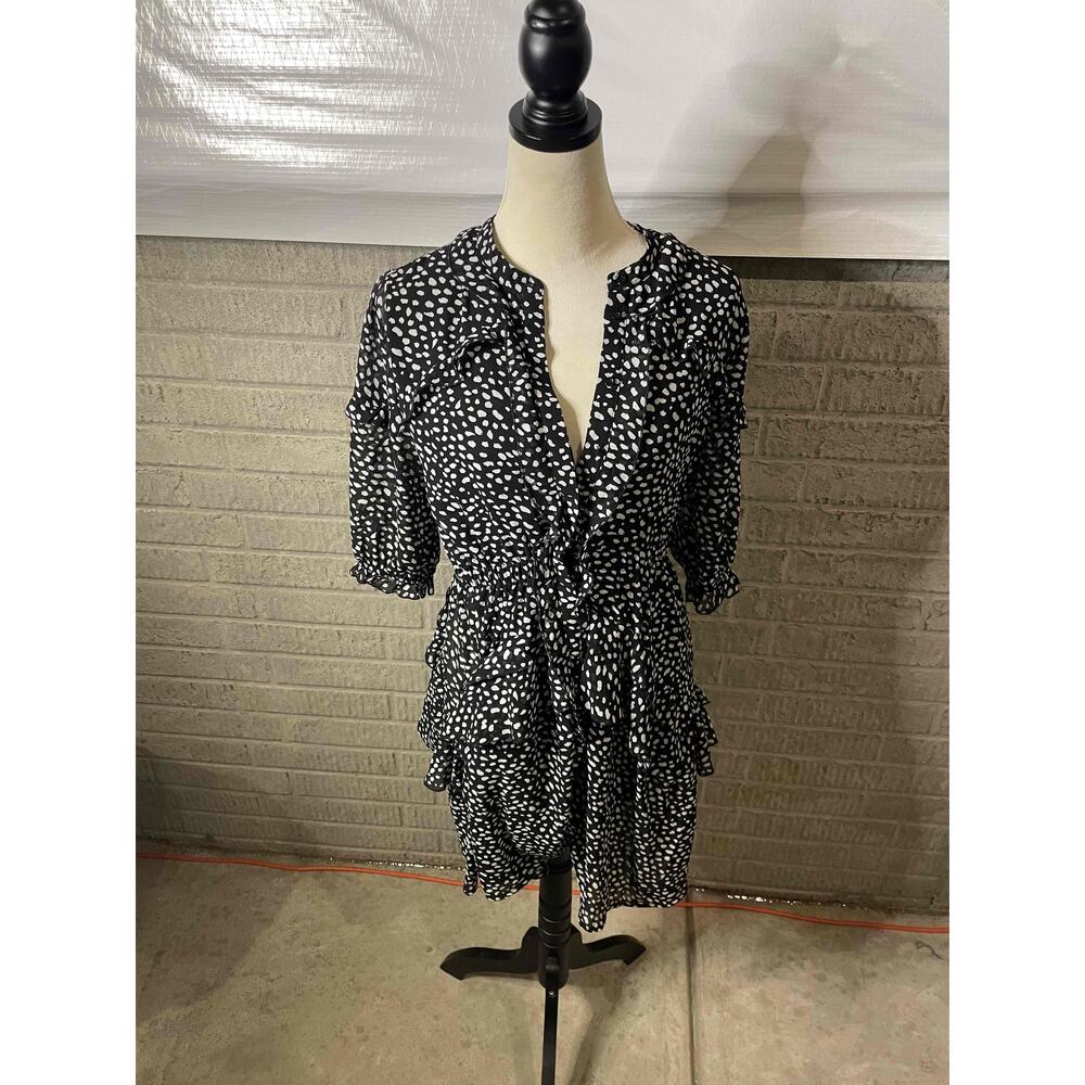 Bohme Polka Dot half Sleeve Ruffle A Line Dress Size Small